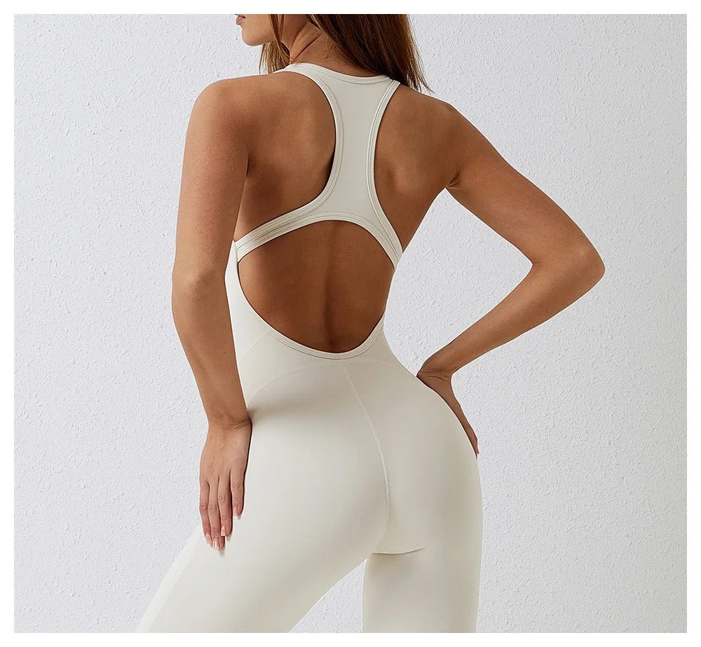 Mesh Backless Sports Jumpsuit