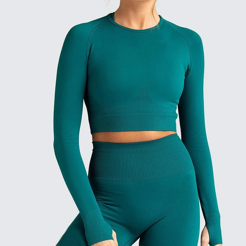 Seamless Contour Cropped Long Sleeve Top - TBSW