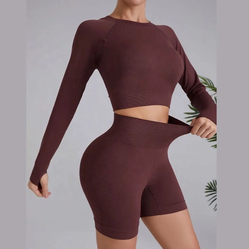 Seamless Contour Cropped Long Sleeve Top - TBSW